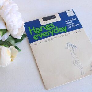 Vintage 1980s 1990s Pantyhose, New NOS, Hanes Navy, Size A-B, Sheer Stretch